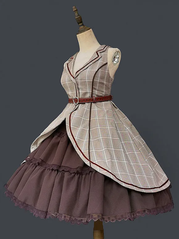 Classical Lolita Dress Polyester Sleeveless Coffee Brown Lolita Dresses