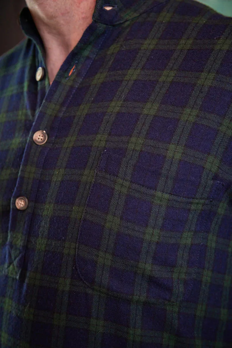 Collar Fleece Lined Flannel Shirts Men’s Green Tartan - Blackwatch (LV6)
