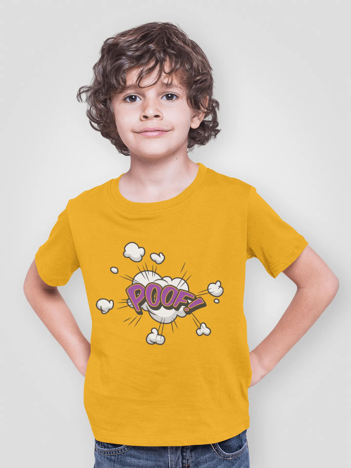 Comic Expression POOF Mustard Yellow T-Shirt For Boys