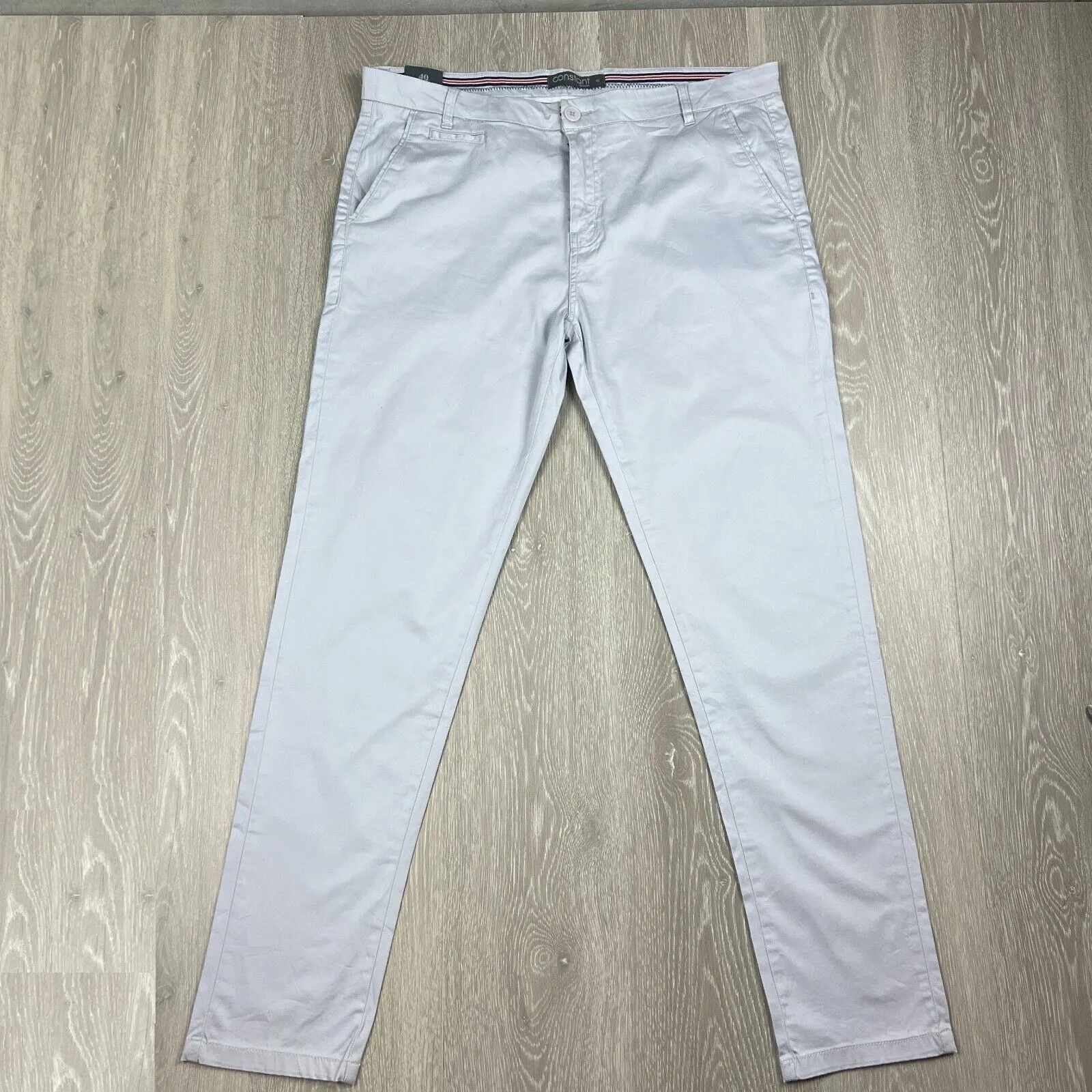 Contstant Premium Mens Grey-Silver Slim Fit Chino Size 40 (New)