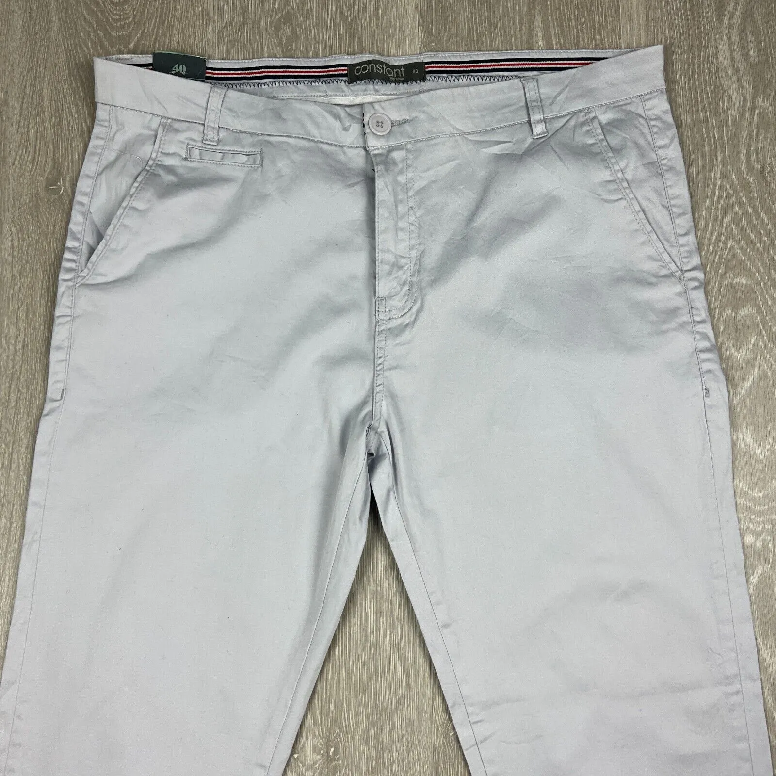 Contstant Premium Mens Grey-Silver Slim Fit Chino Size 40 (New)