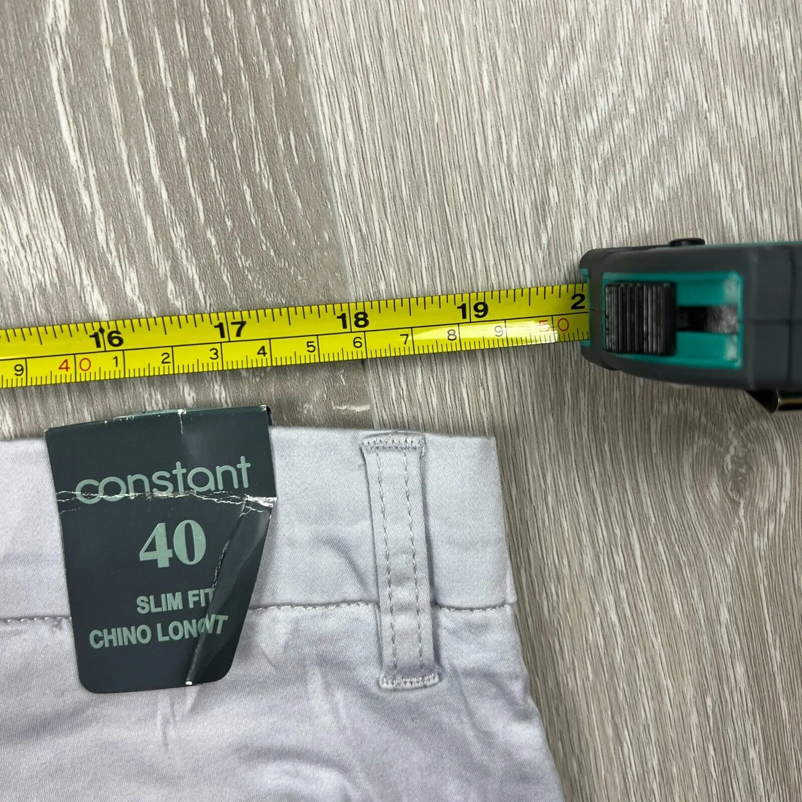 Contstant Premium Mens Grey-Silver Slim Fit Chino Size 40 (New)