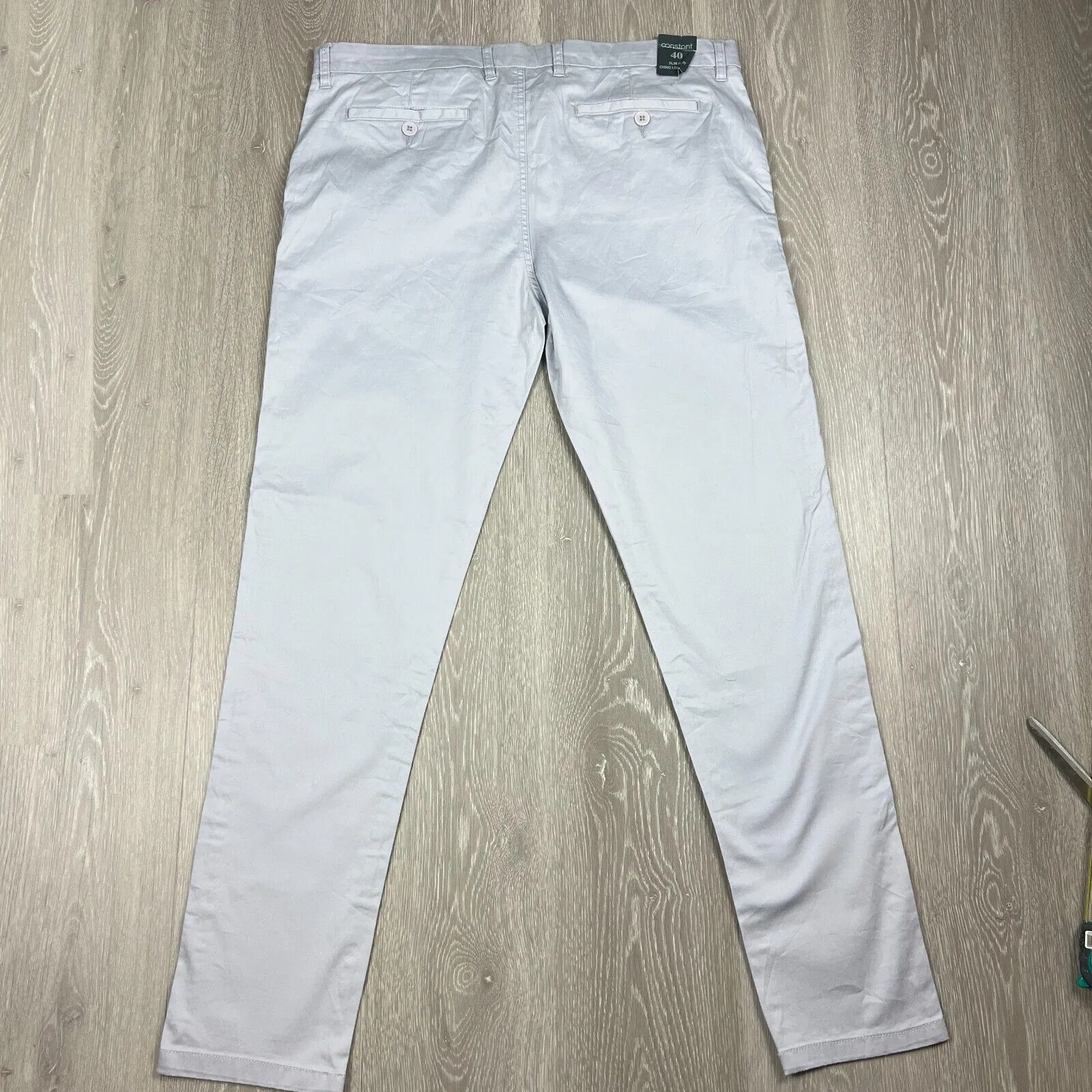 Contstant Premium Mens Grey-Silver Slim Fit Chino Size 40 (New)