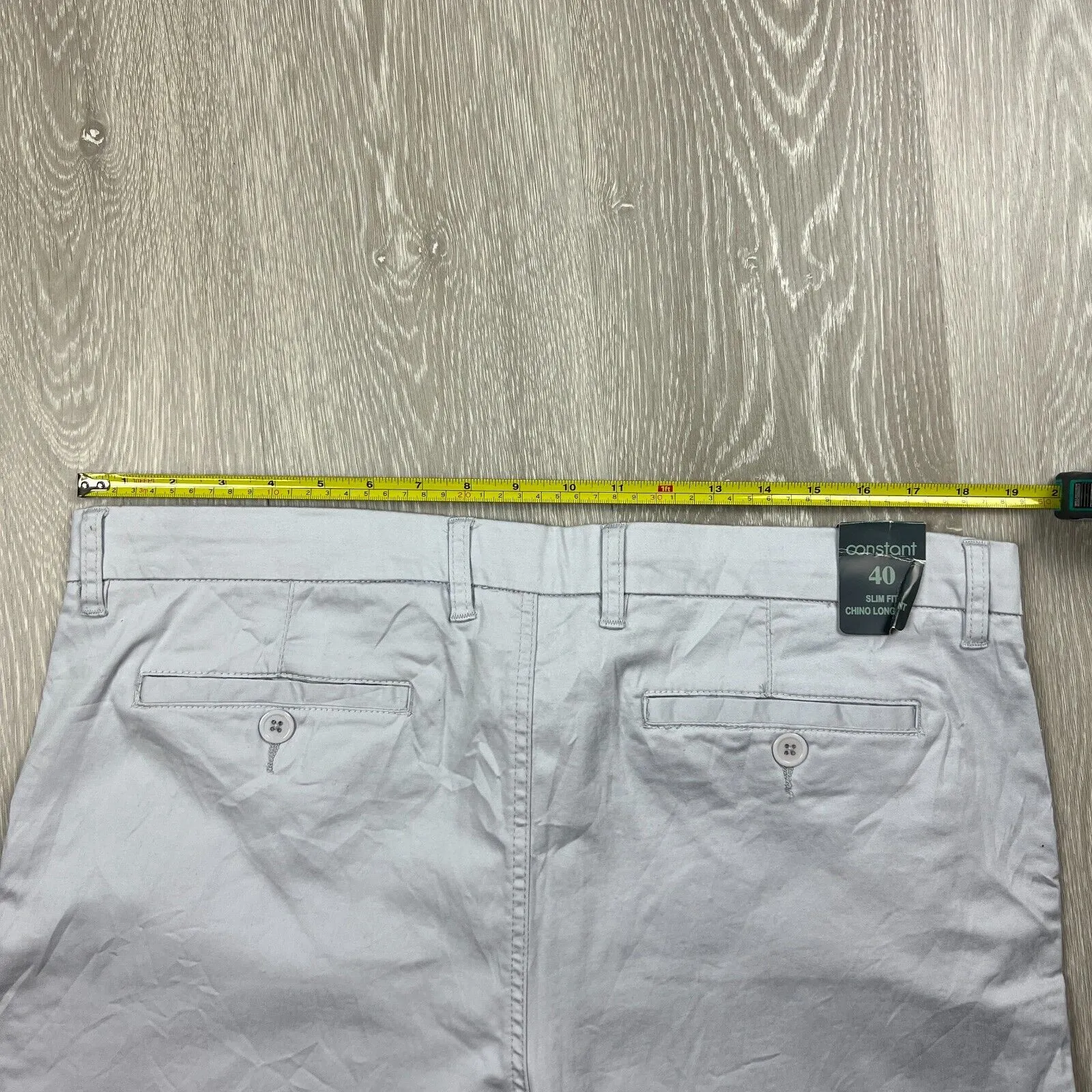 Contstant Premium Mens Grey-Silver Slim Fit Chino Size 40 (New)