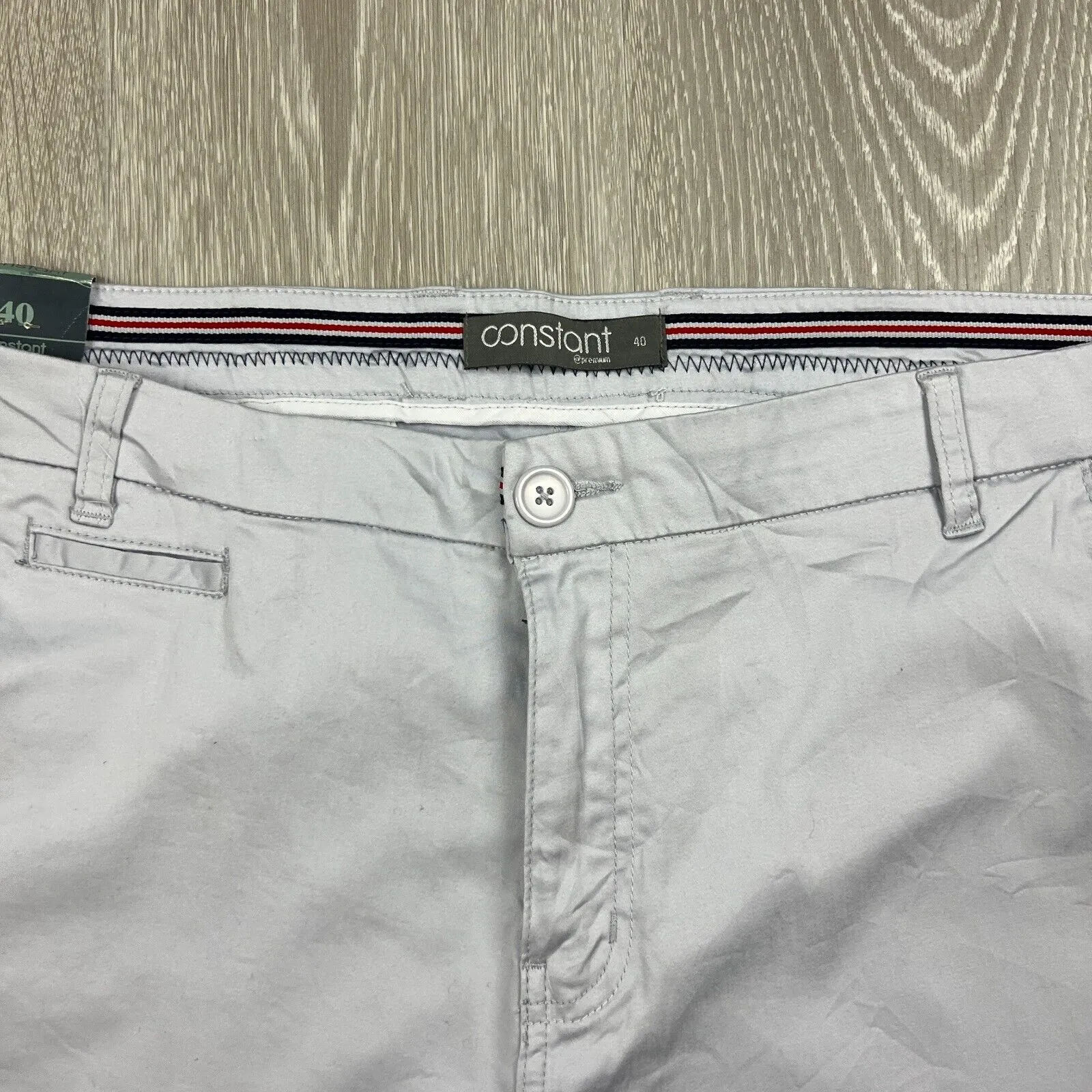 Contstant Premium Mens Grey-Silver Slim Fit Chino Size 40 (New)