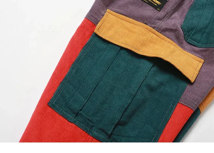 Corduroy Color Block Cargo Pants
