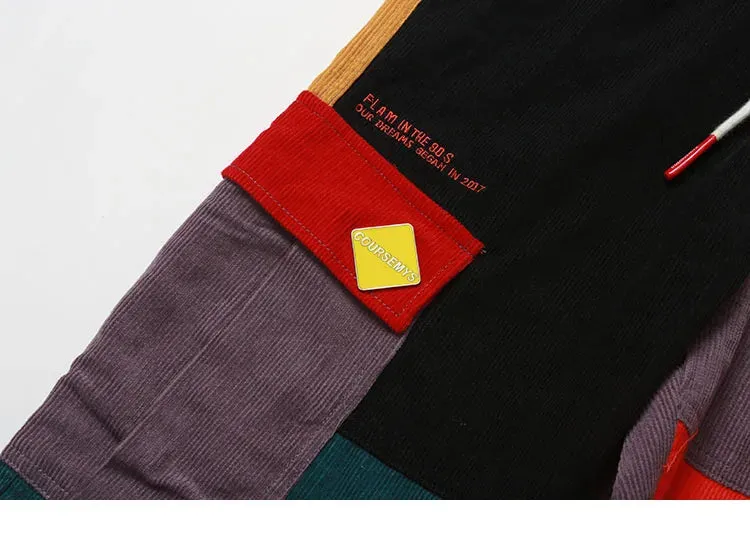 Corduroy Color Block Cargo Pants
