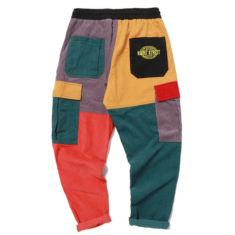 Corduroy Color Block Cargo Pants