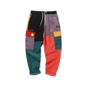 Corduroy Color Block Cargo Pants