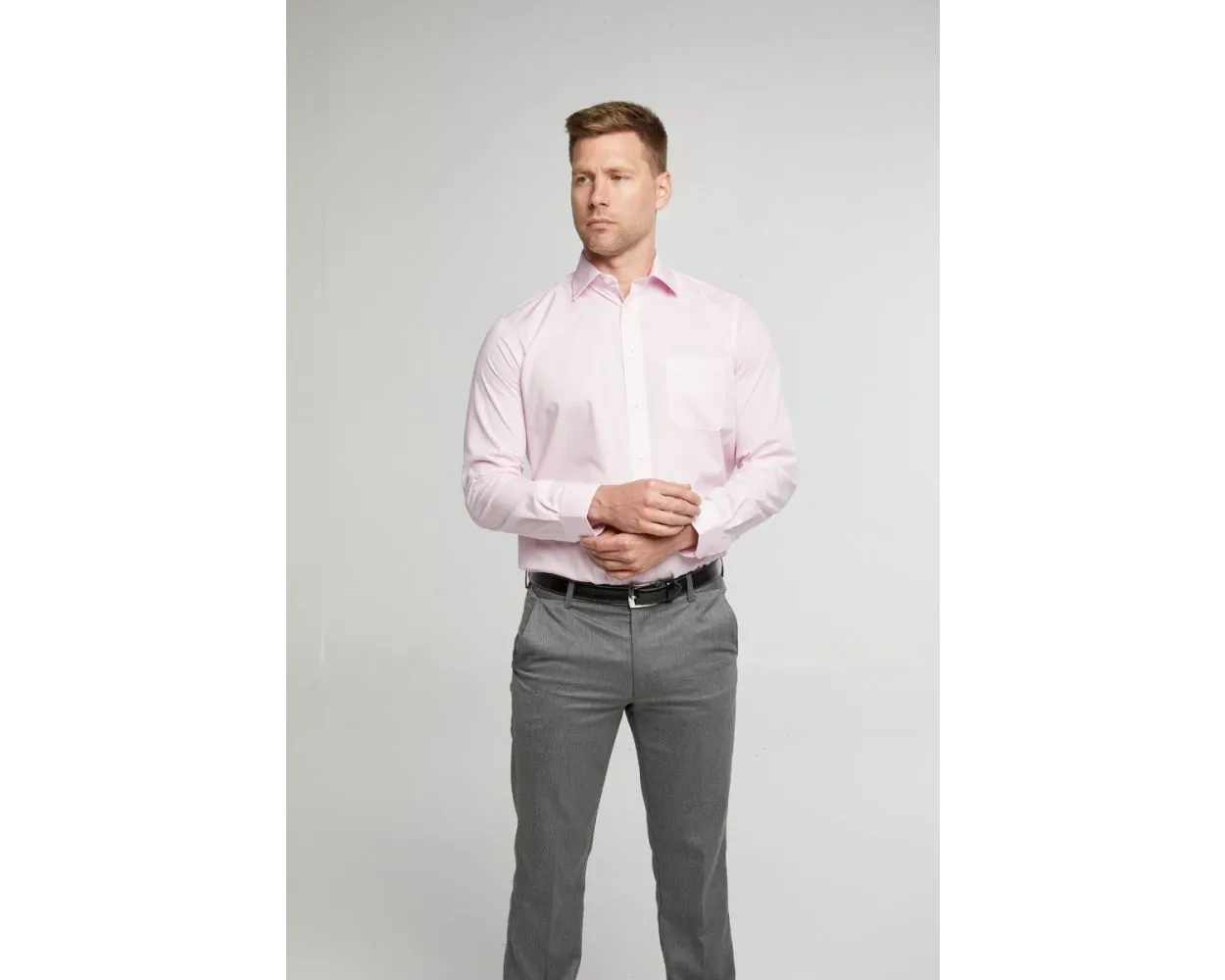 Cotton-Rich Non Iron Long Sleeve Shirt - New Pink