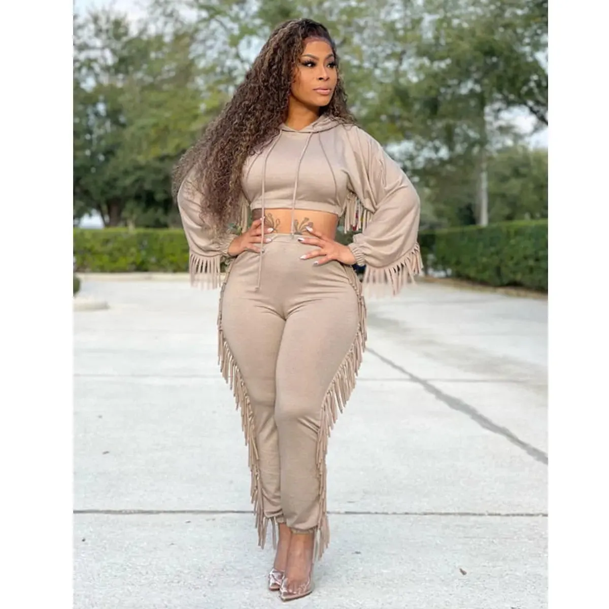 Crop Tassel Shirt and Pants Set