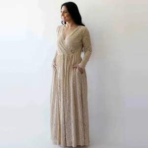 Curvy Champagne boho dress #1269