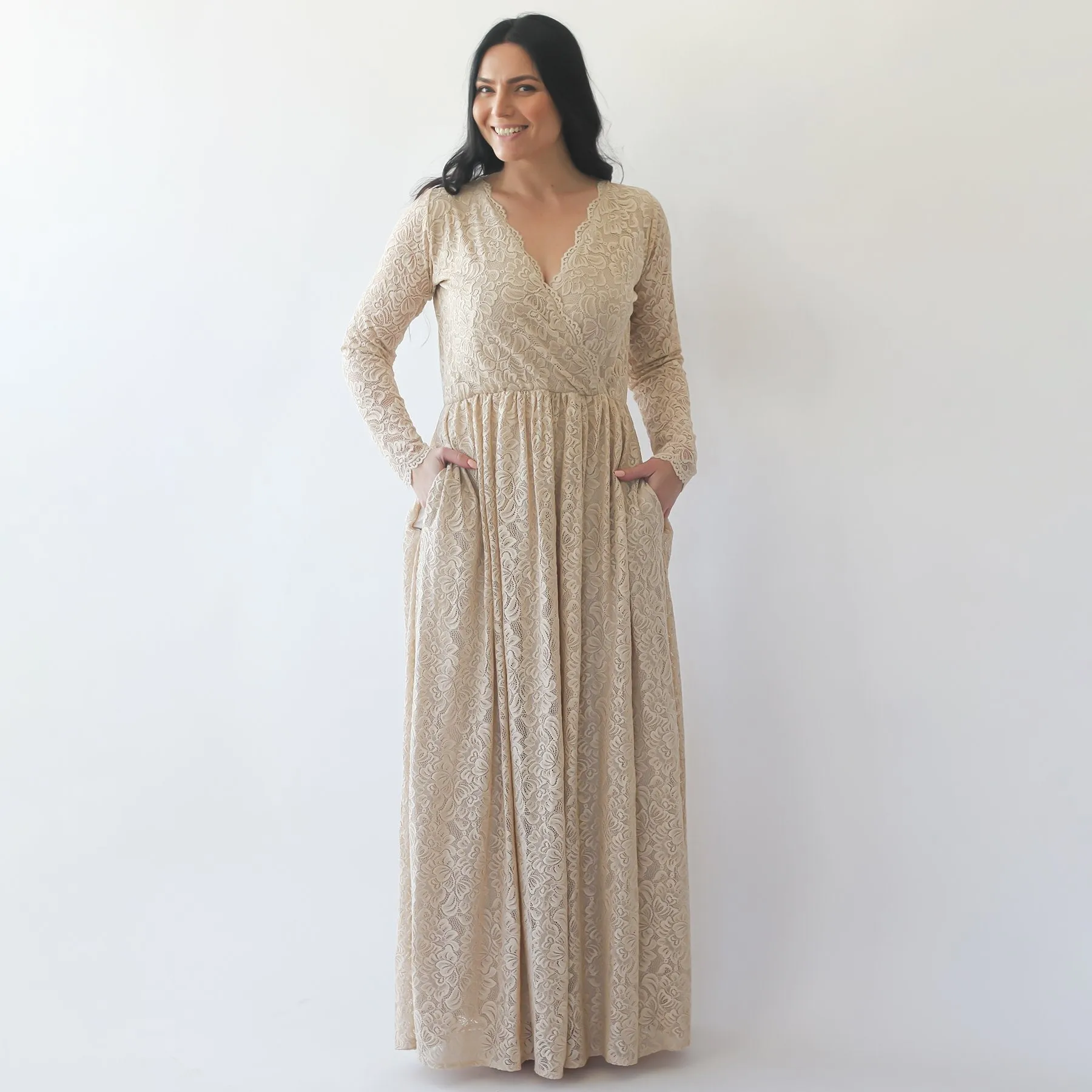 Curvy Champagne boho dress #1269