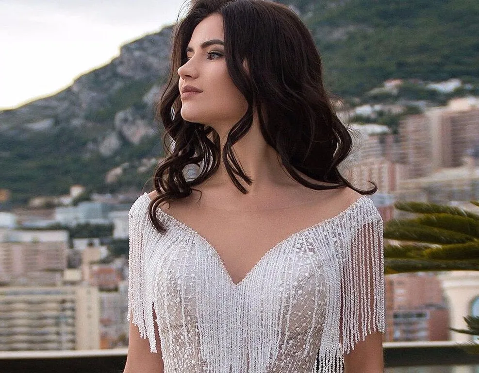 Custom Made Shiny Ball Gown Wedding Dresses Plus Size Vestidos Elegantes O-neck Pearls Up Beading Princess Bridal Dresses