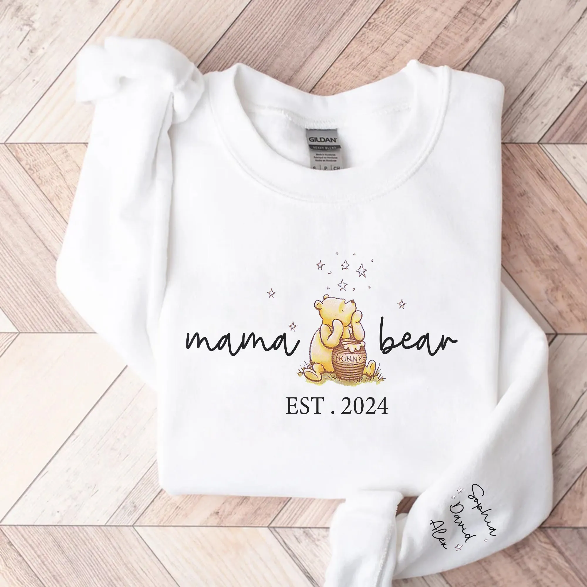 Custom Mama Bear Sweatshirt, Mama Est with Kid Name on Sleeve Sweatshirt, Personalized Mom Sweatshirt, Mothers Day Sweatshirt, New Mom Tee