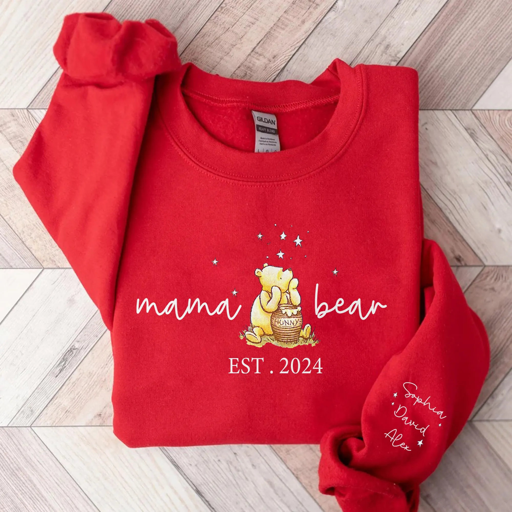 Custom Mama Bear Sweatshirt, Mama Est with Kid Name on Sleeve Sweatshirt, Personalized Mom Sweatshirt, Mothers Day Sweatshirt, New Mom Tee