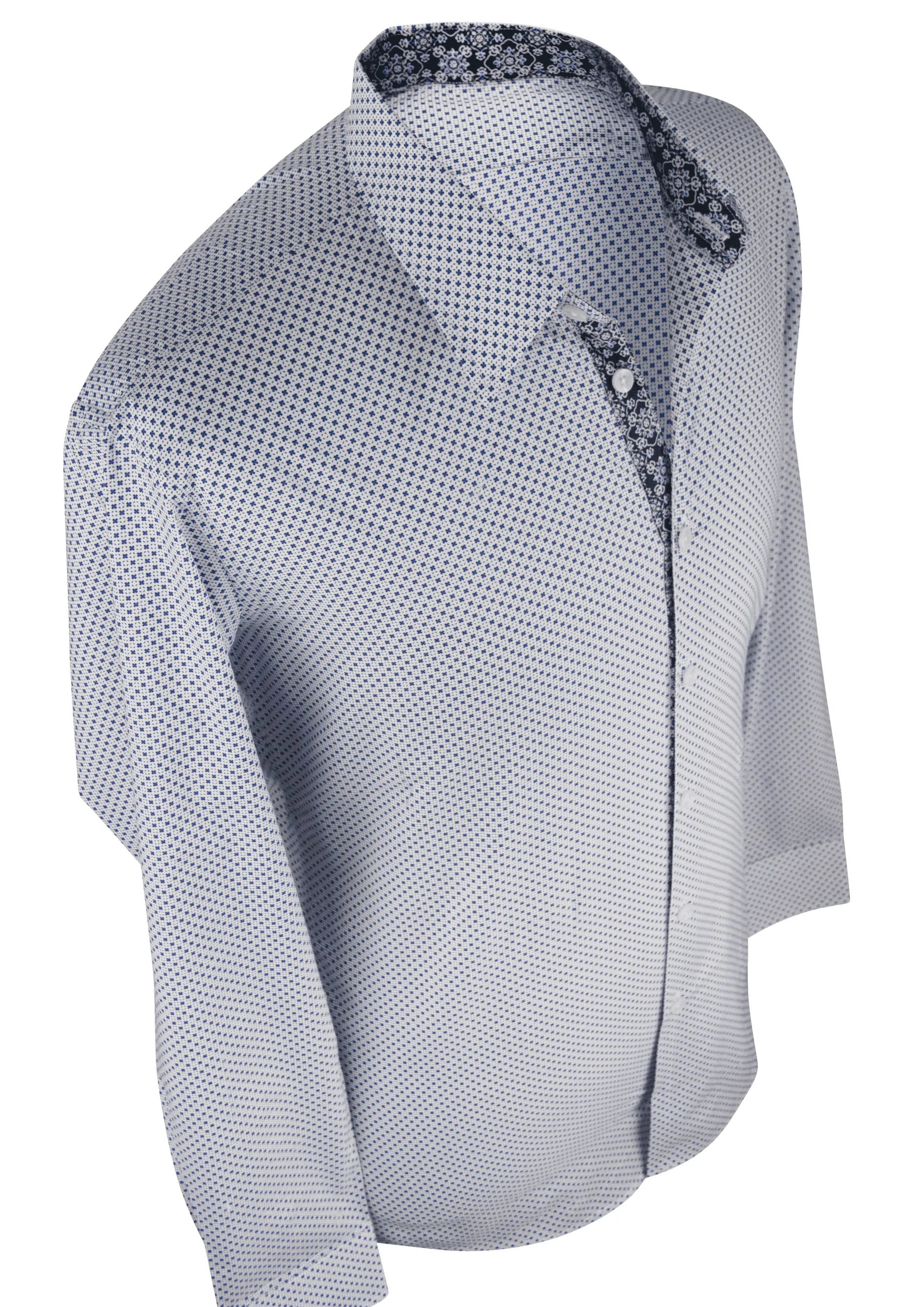 Custom Tailored Pattern Detailed Trim Dress Shirt