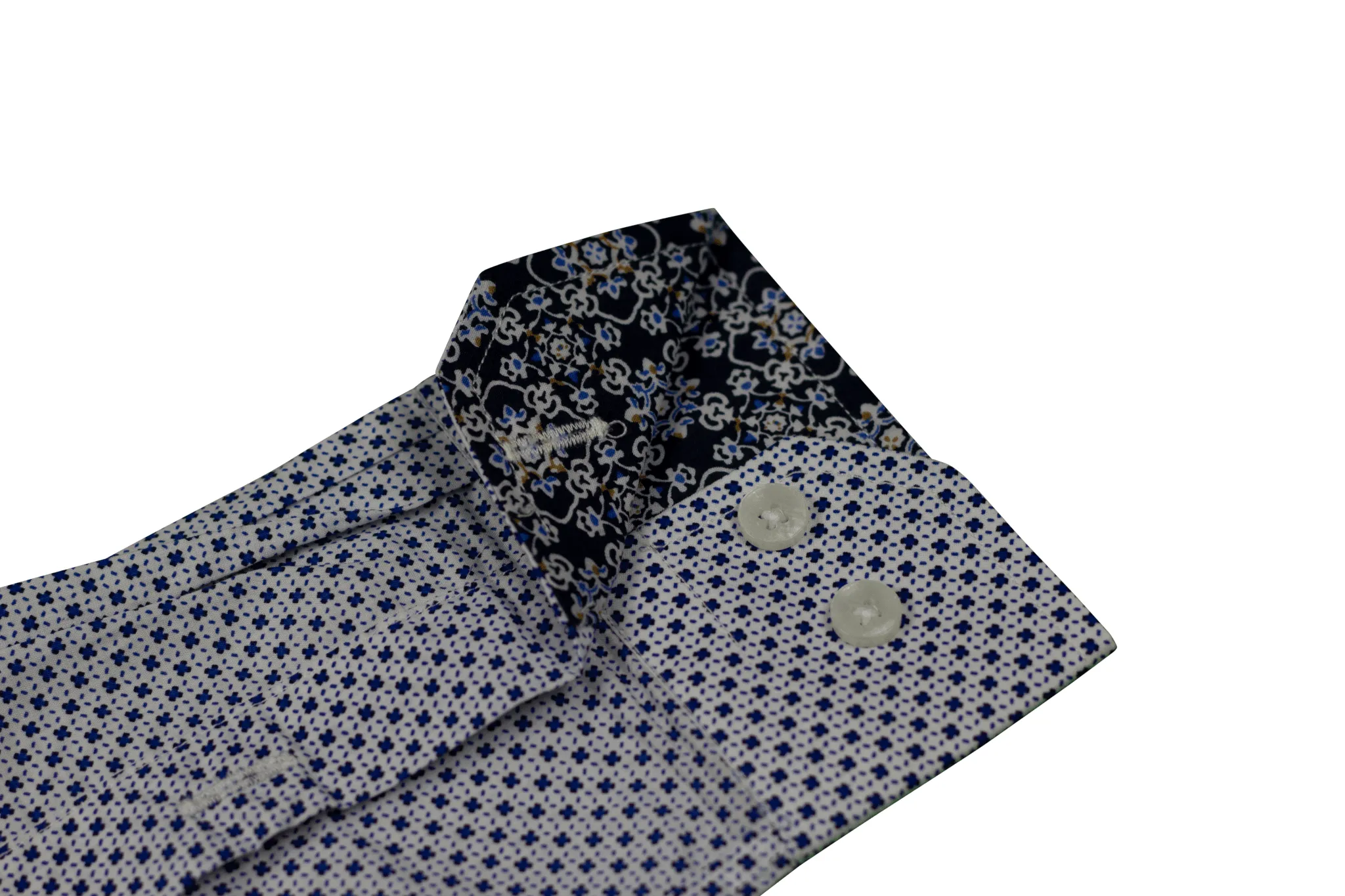 Custom Tailored Pattern Detailed Trim Dress Shirt