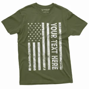 Custom USA Flag Men's T-shirt Add your text American flag Father's day 4th of July customizable Tee Shirt for Him Papa Dad Father Tee