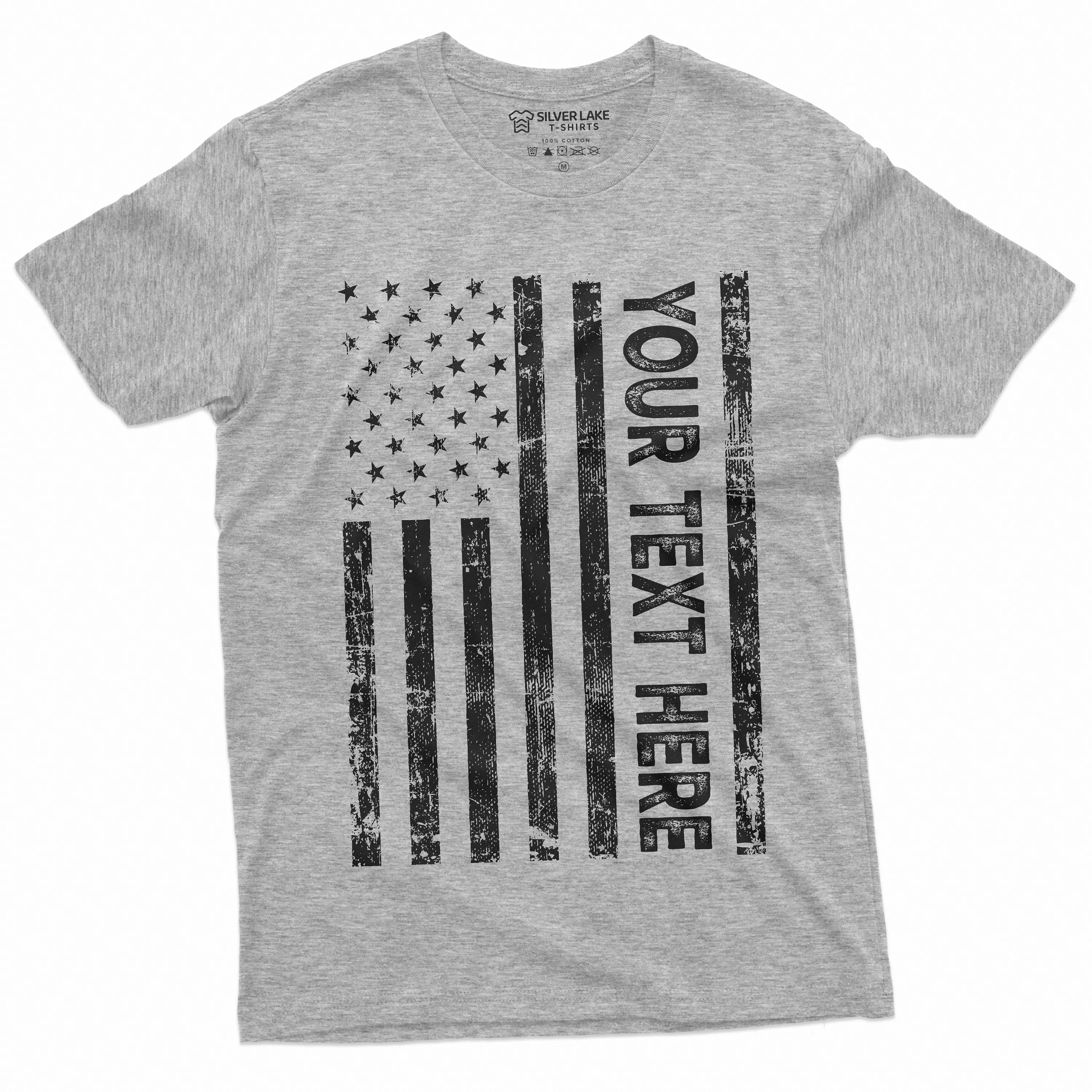 Custom USA Flag Men's T-shirt Add your text American flag Father's day 4th of July customizable Tee Shirt for Him Papa Dad Father Tee