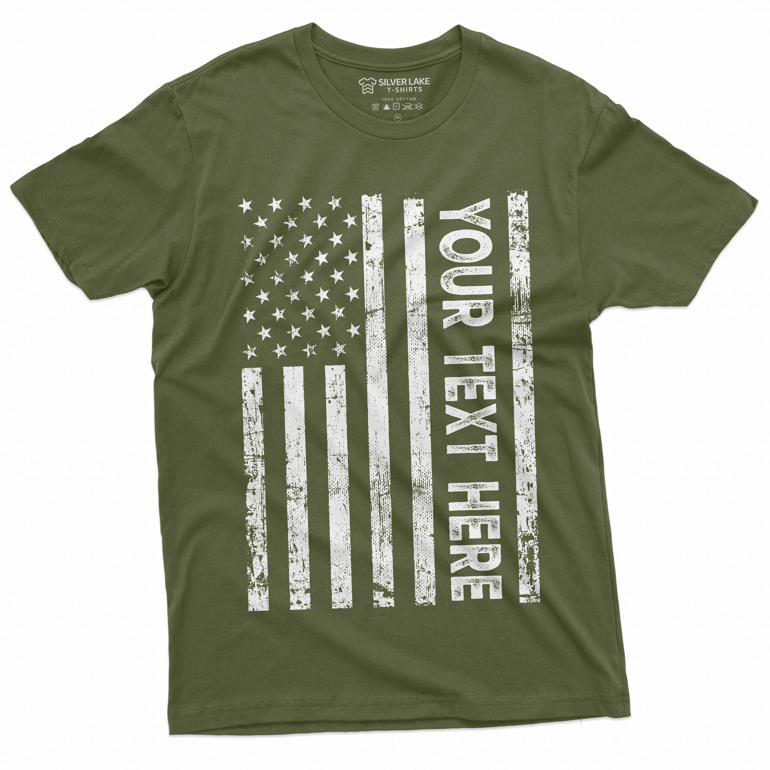 Custom USA Flag Men's T-shirt Add your text American flag Father's day 4th of July customizable Tee Shirt for Him Papa Dad Father Tee