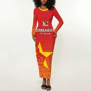 Custom Zimbabwe Cricket Long Sleeve Bodycon Dress Go Champions LT15