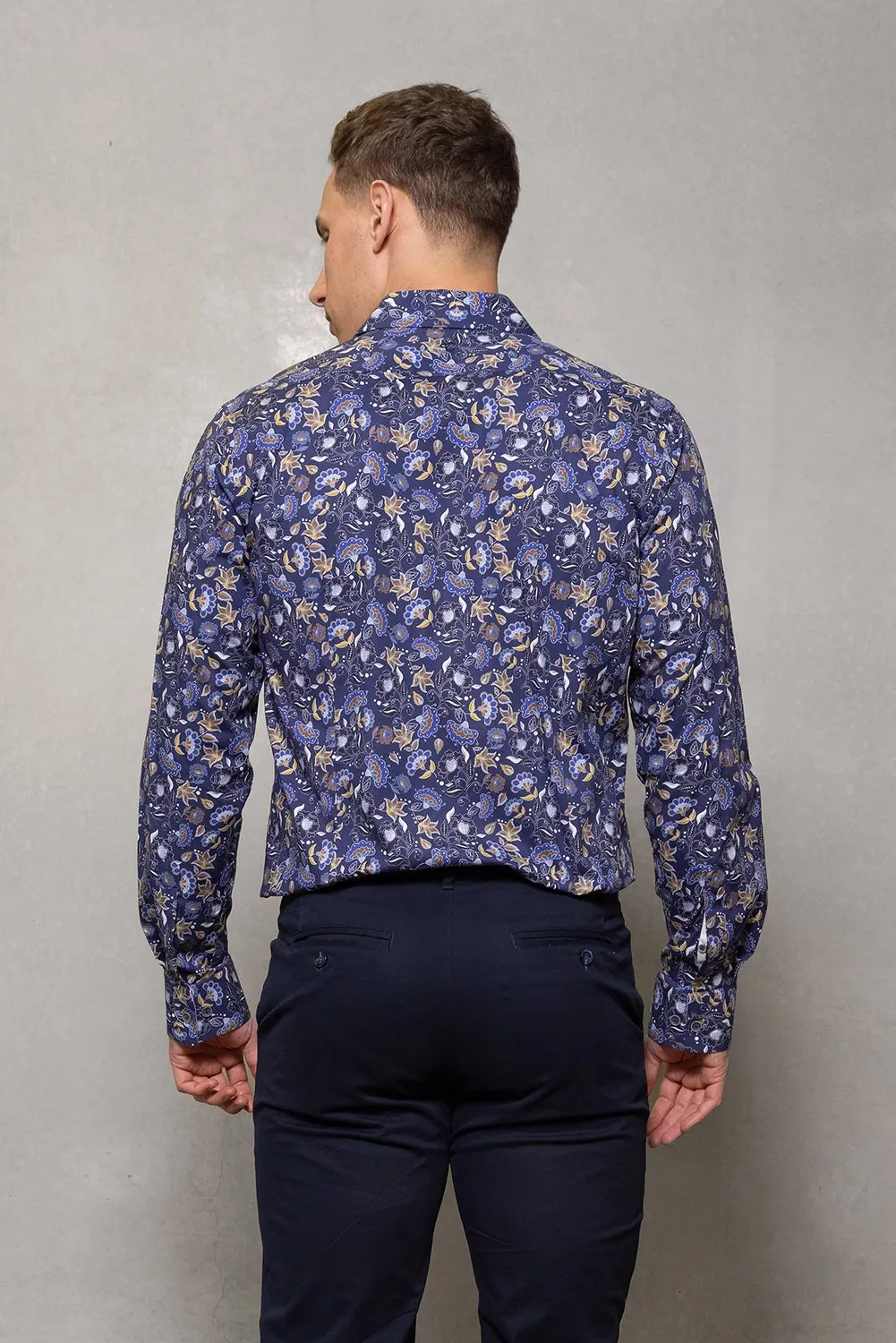 CUTLER & CO BLAKE L/S ALL OVER PRINT STRETCH COTTON SHIRT CS21349