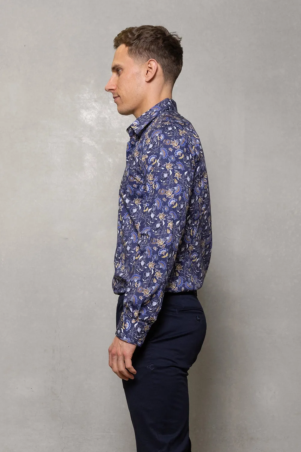 CUTLER & CO BLAKE L/S ALL OVER PRINT STRETCH COTTON SHIRT CS21349