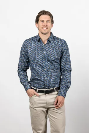 CUTLER & CO NIGEL L/S STRETCH COTTON PRINT SHIRT CS21245