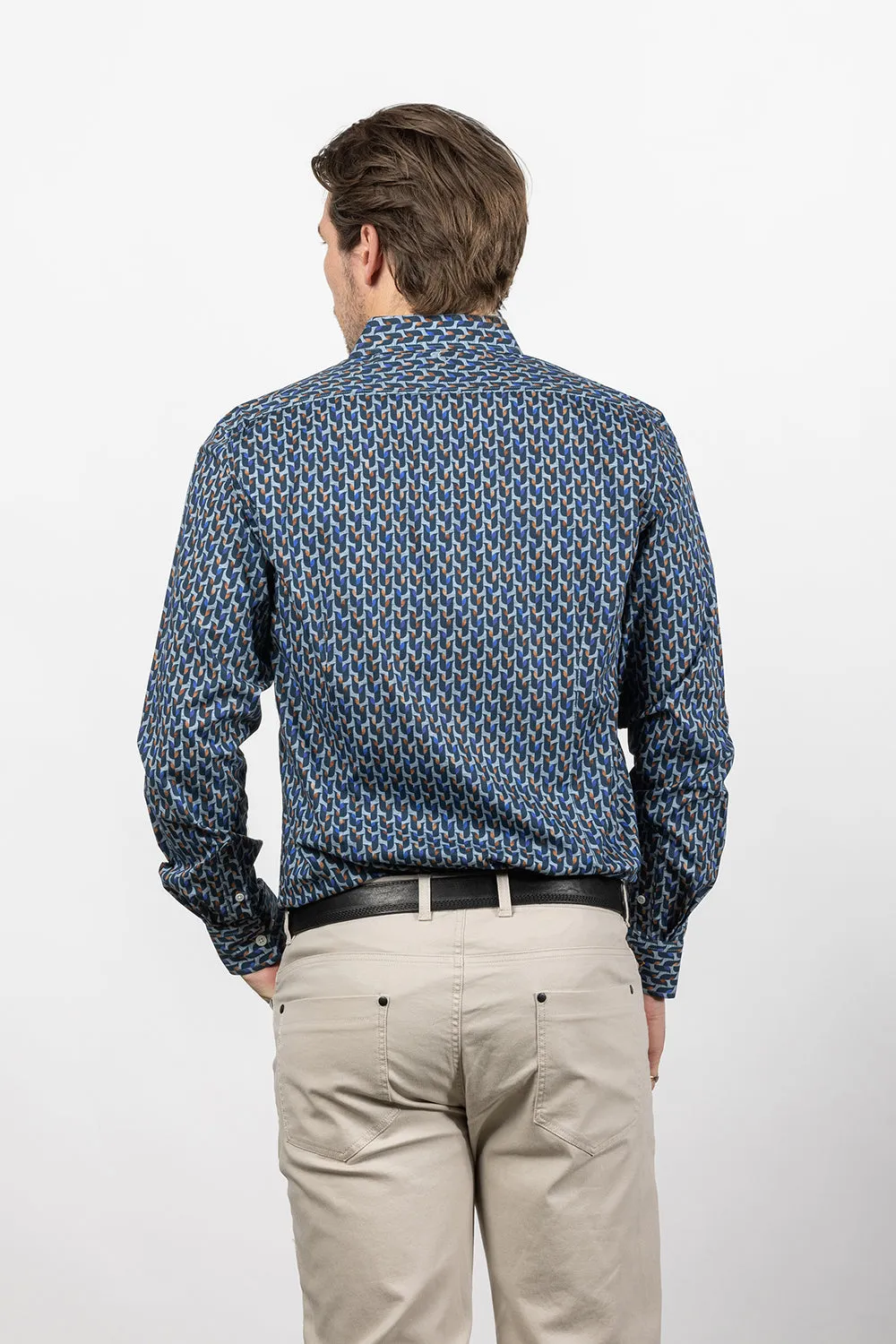 CUTLER & CO NIGEL L/S STRETCH COTTON PRINT SHIRT CS21245