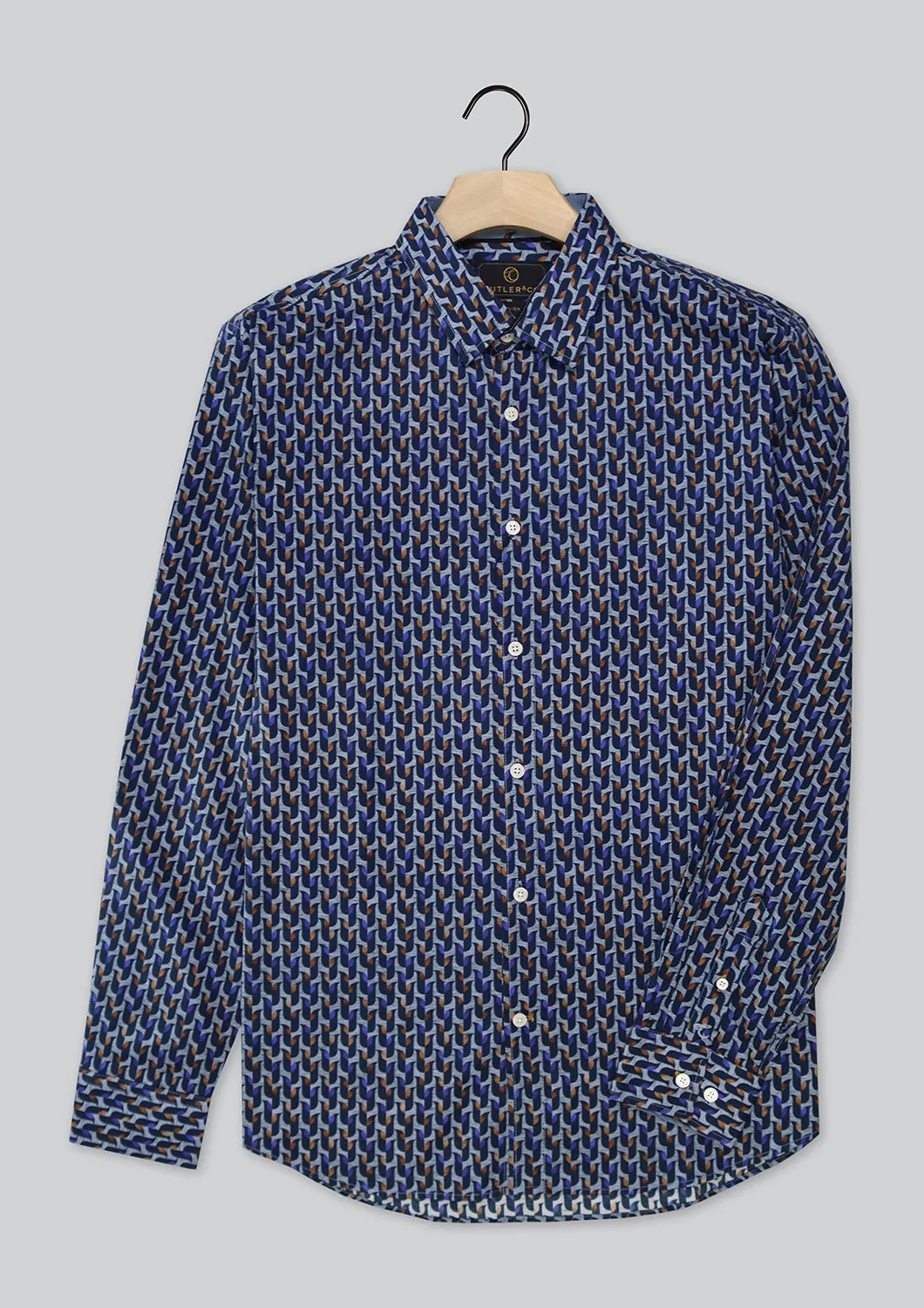 CUTLER & CO NIGEL L/S STRETCH COTTON PRINT SHIRT CS21245