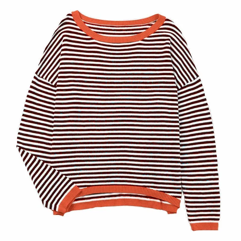 CWOSWL0811_ Long Sleeve Loose Neck Pullover Sweater: GREY / (XL) 1