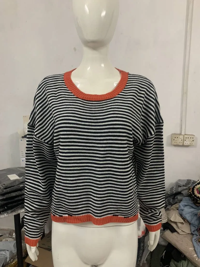 CWOSWL0811_ Long Sleeve Loose Neck Pullover Sweater: GREY / (XL) 1