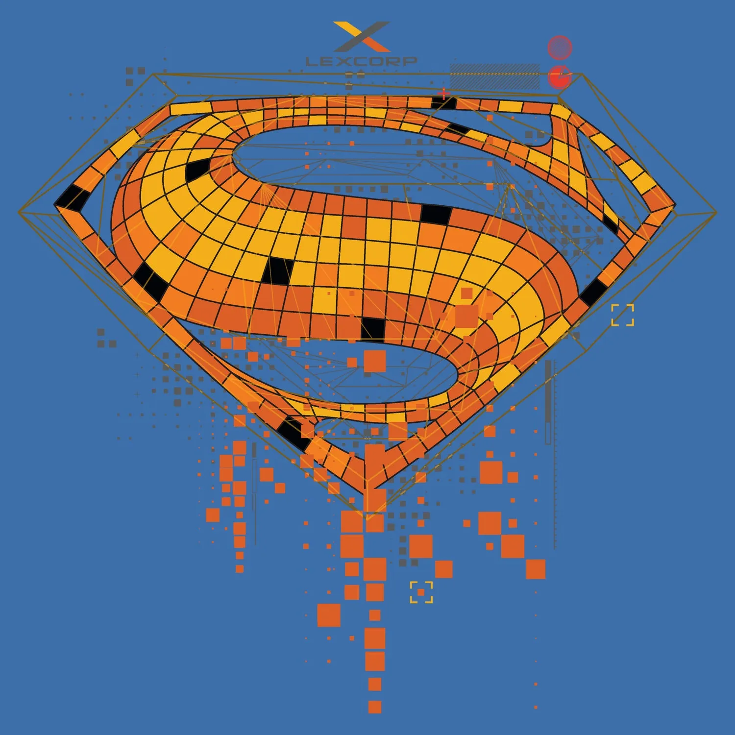 DC Batman V Superman Superman Logo Digi Cube Official Men's T-shirt (Blue)