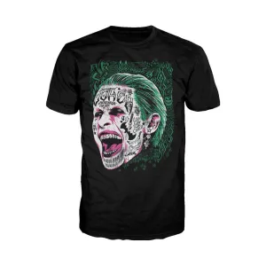 DC Suicide Squad Harley Quinn Joker Face Tattoo Official Men's T-shirt (Black)