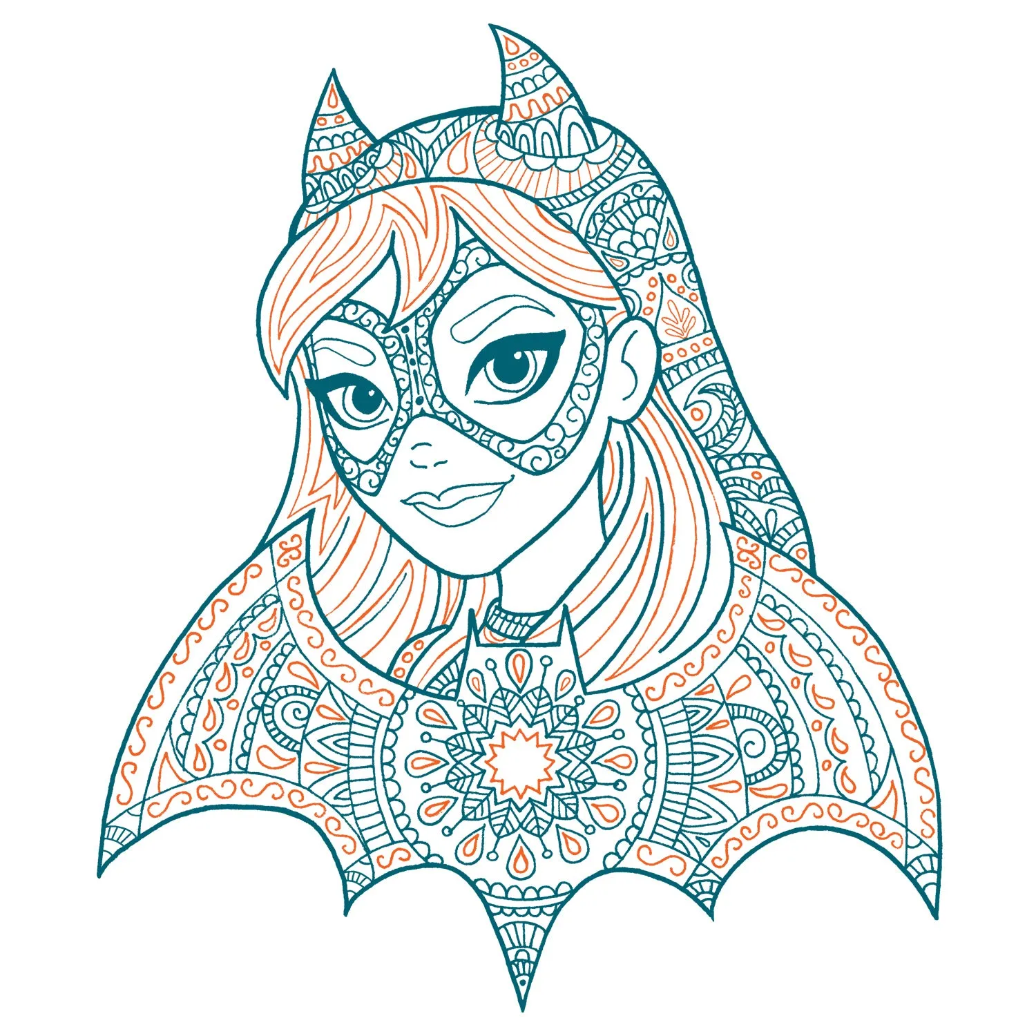 DC Super Hero Girls Batgirl Pattern Bandana Profile Official Kid's T-Shirt (White)