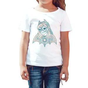 DC Super Hero Girls Batgirl Pattern Bandana Profile Official Kid's T-Shirt (White)