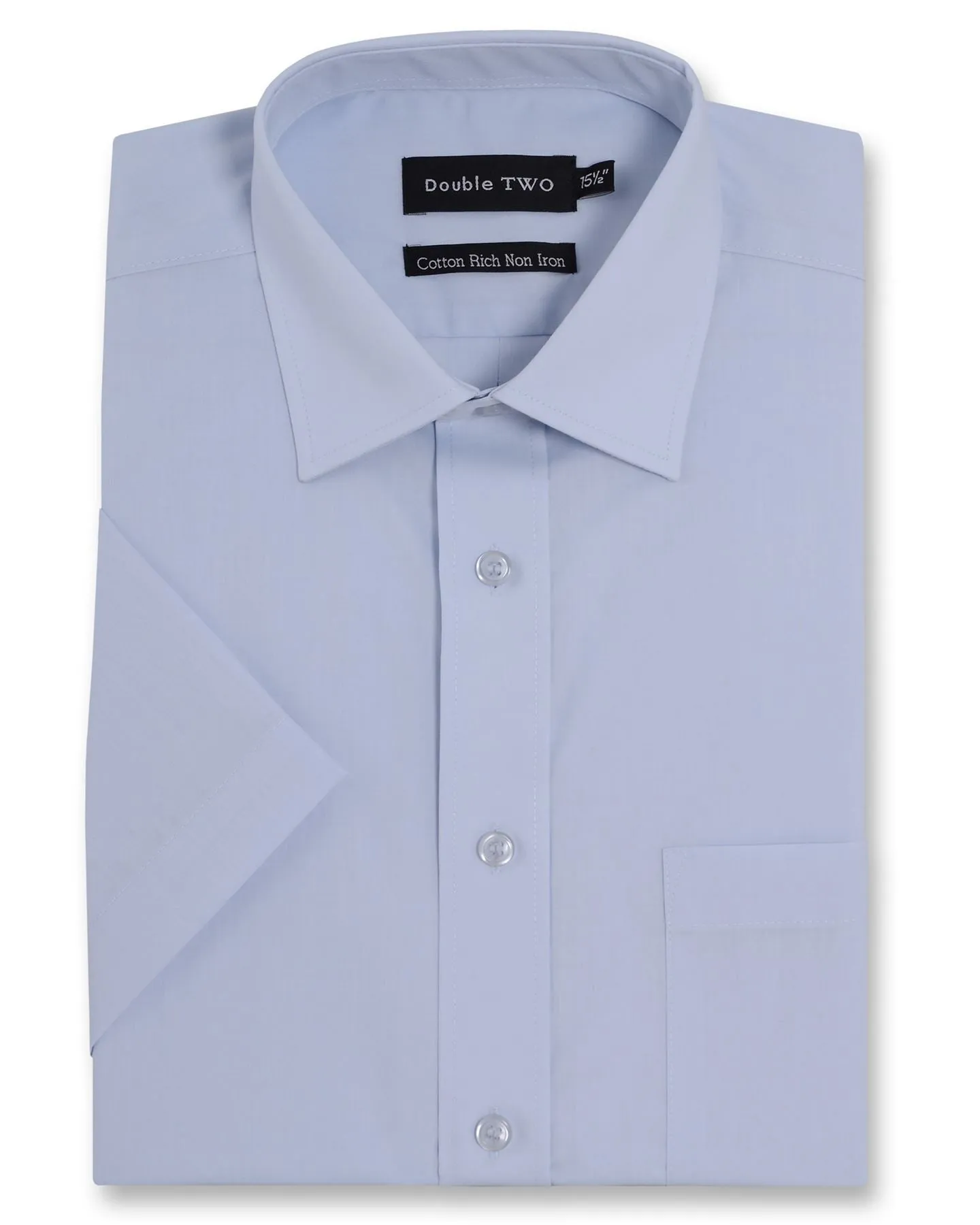 Double Two SS Non Iron Cotton Rich Shirts (4500),Collar 14.5-23, Multi Options