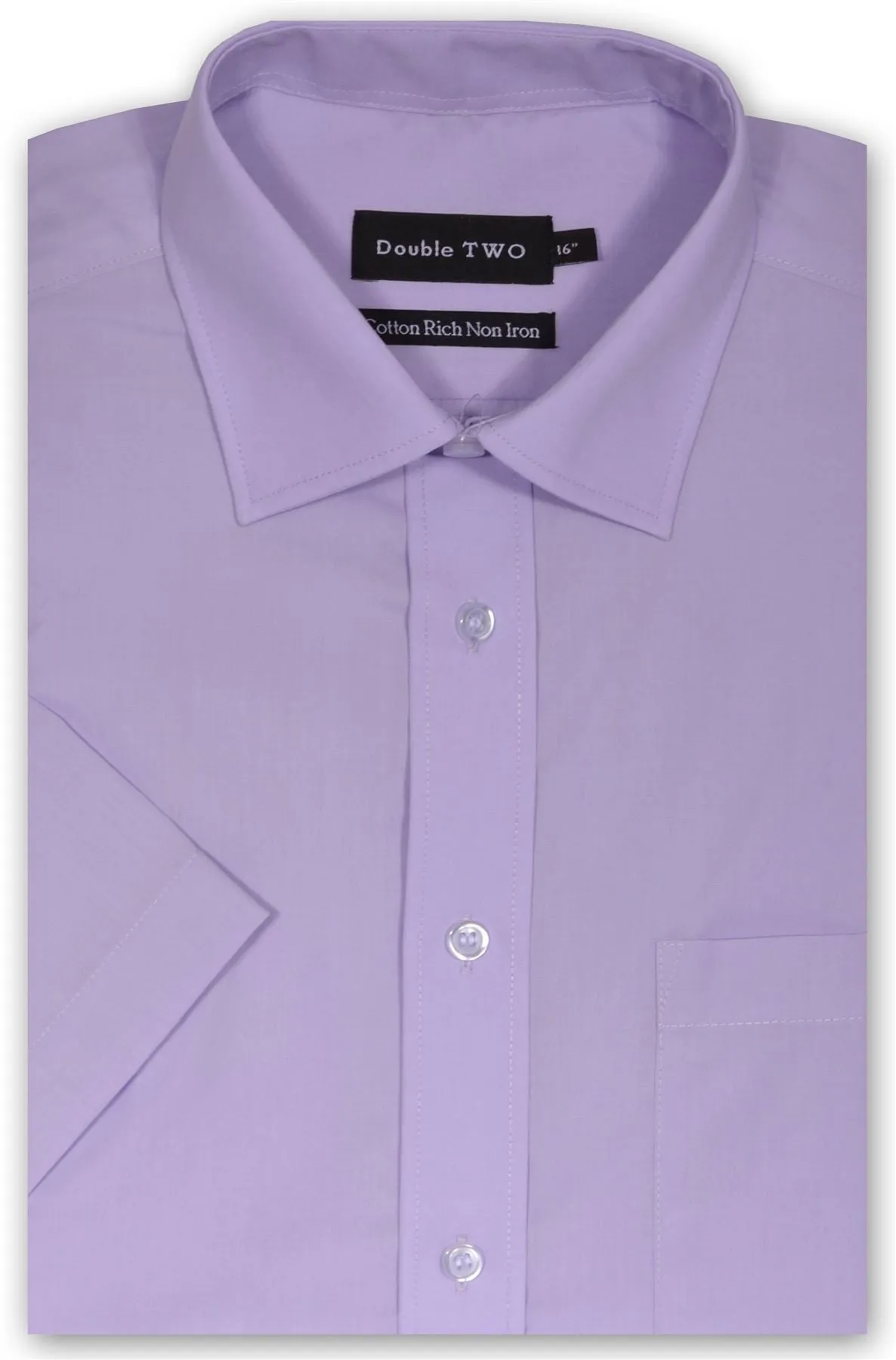 Double Two SS Non Iron Cotton Rich Shirts (4500),Collar 14.5-23, Multi Options