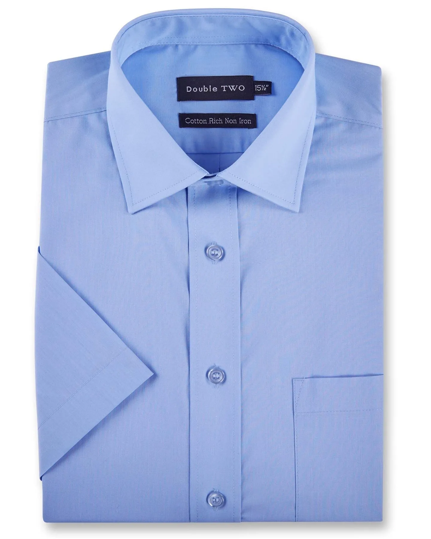 Double Two SS Non Iron Cotton Rich Shirts (4500),Collar 14.5-23, Multi Options