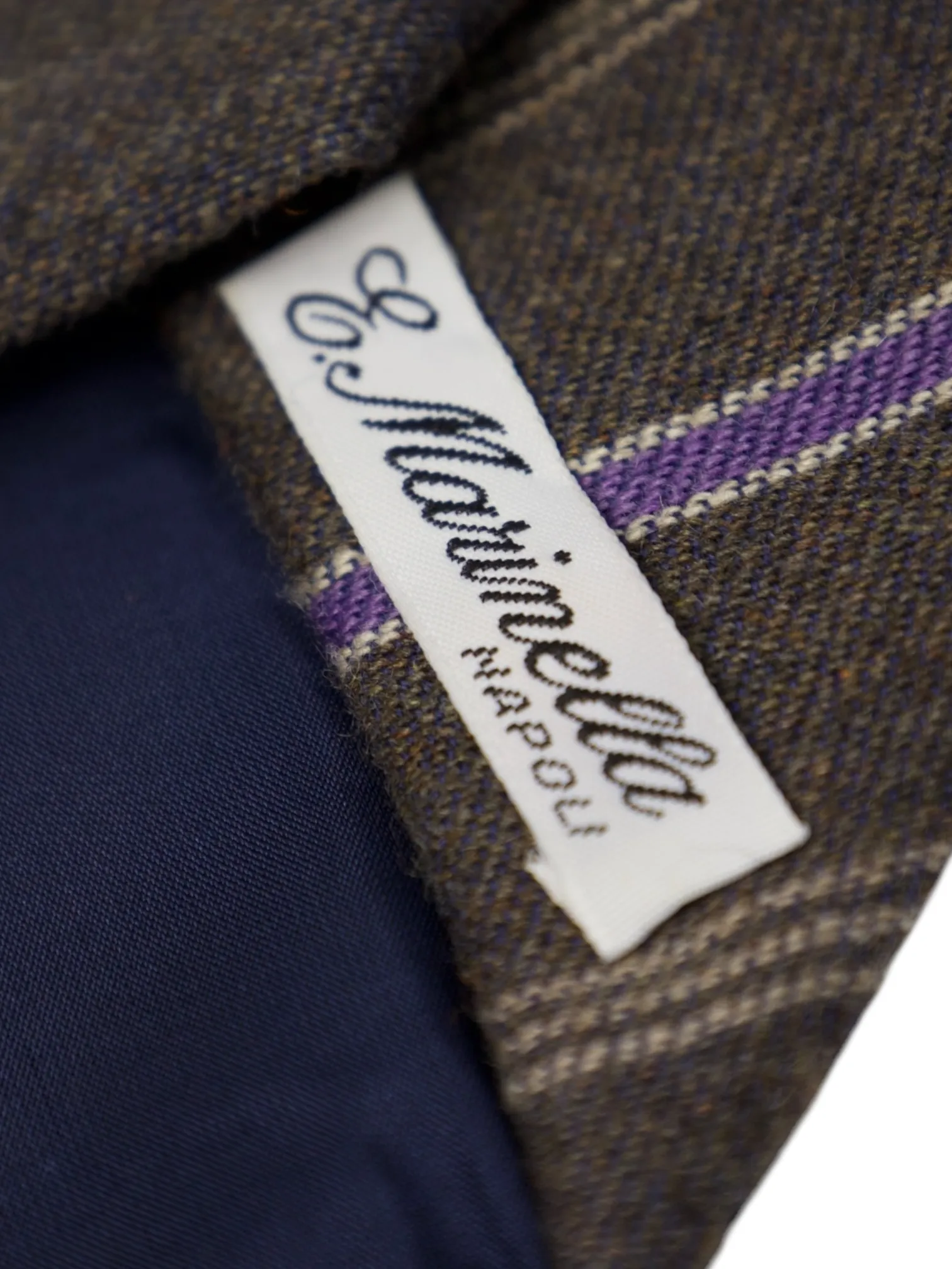 E. Marinella Grey Cashmere Club Stripe Tie