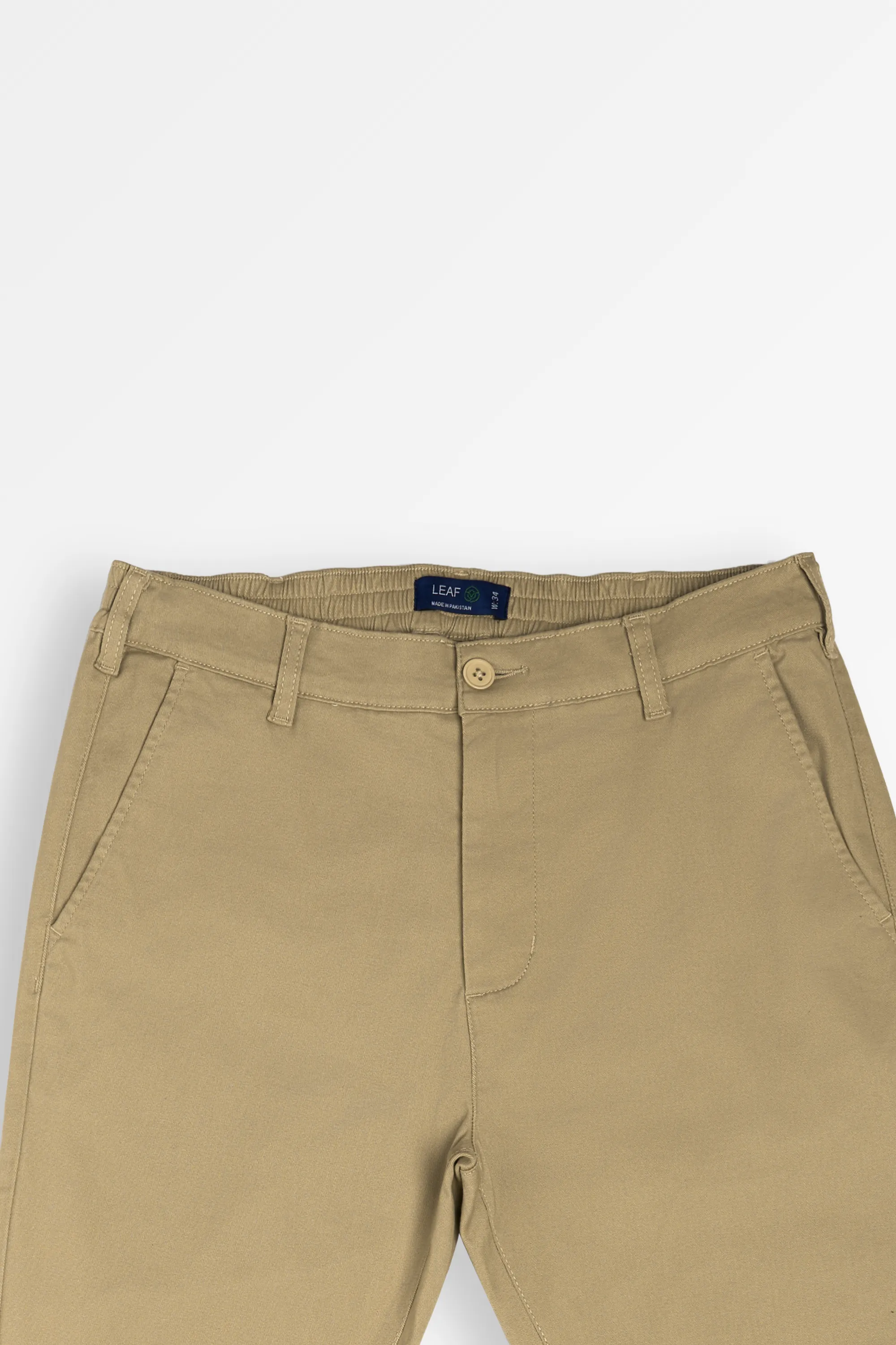 Elastic Khaki Chino Pant | Leaf Clothing