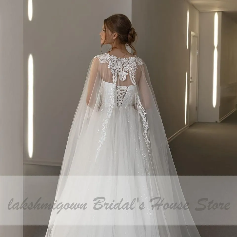Elegant African Wedding Dresses for Women Strapless Lace Appliques