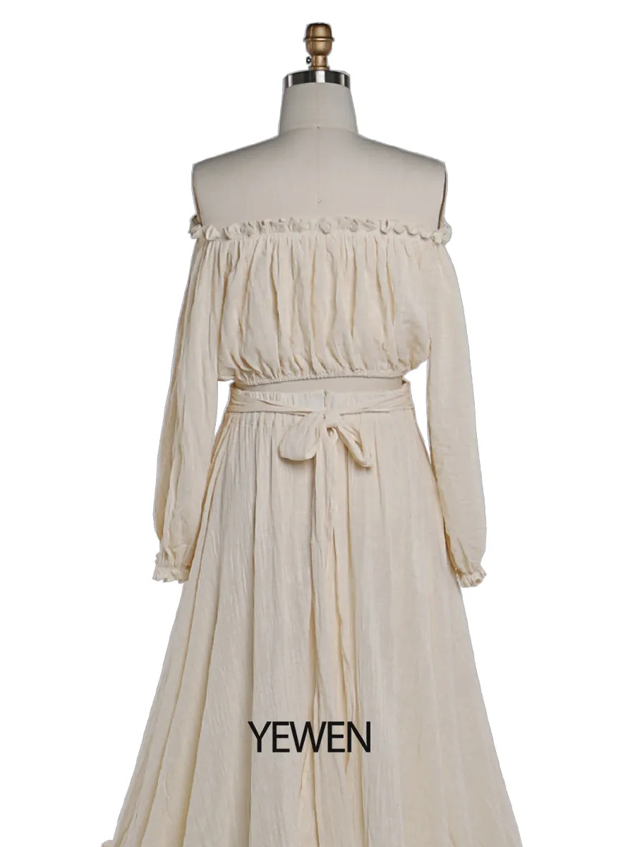 Elegant Off The Shoulder Maternity Dresses for Photo Shoot Adjustable Waist Maternity Gown for Baby Shower Maxi Dress YEWEN YD22106