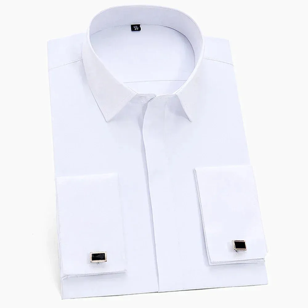 Elegant Slim-Fit Non-Iron Solid Shirt for Men
