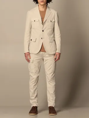 ELEVENTY - Single-Breasted COTTON / LINEN Safari Cargo Suit - 40R