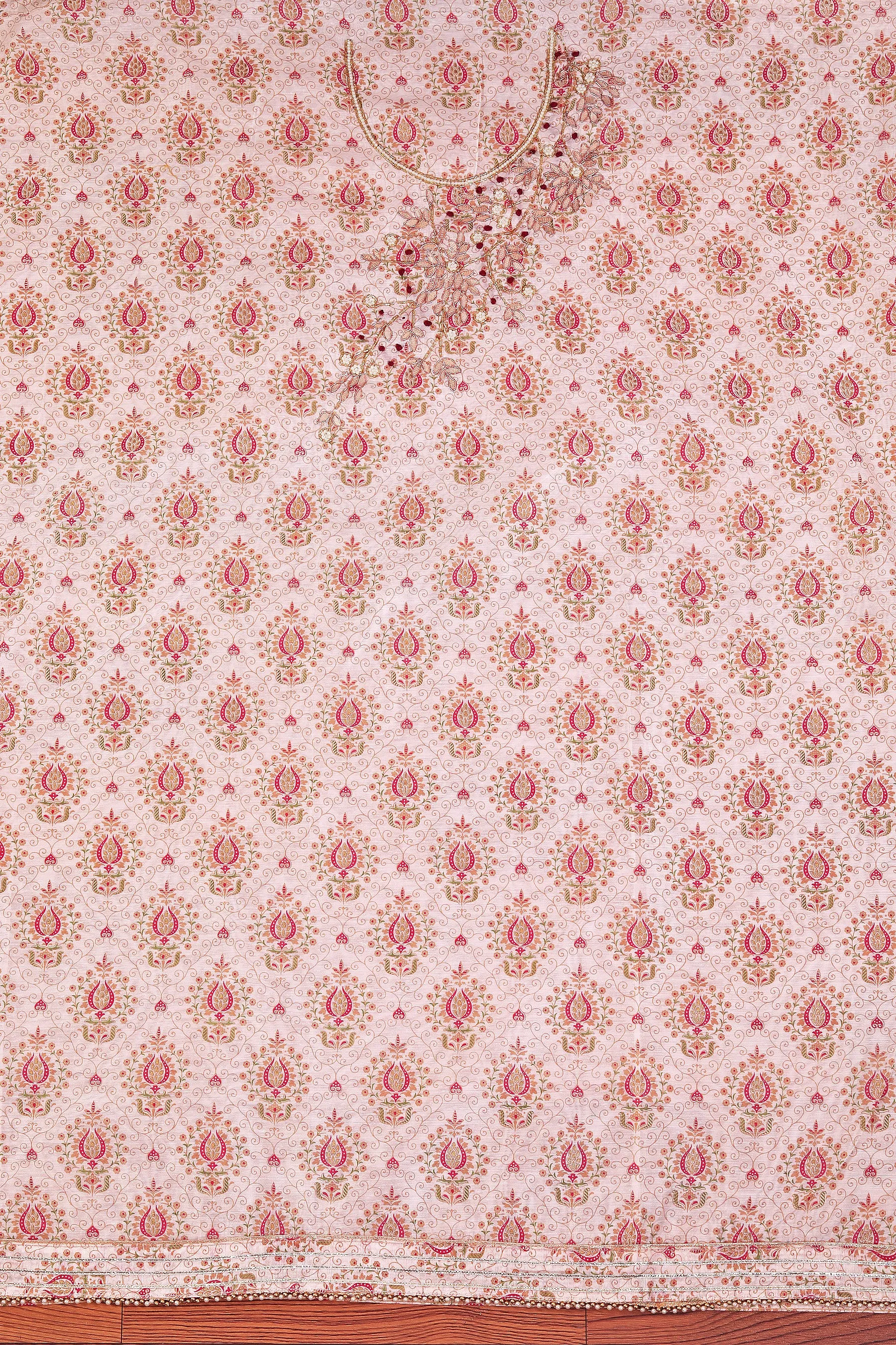 Embellished Organza Dress Material With Dupatta