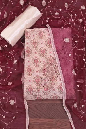 Embellished Organza Dress Material With Dupatta