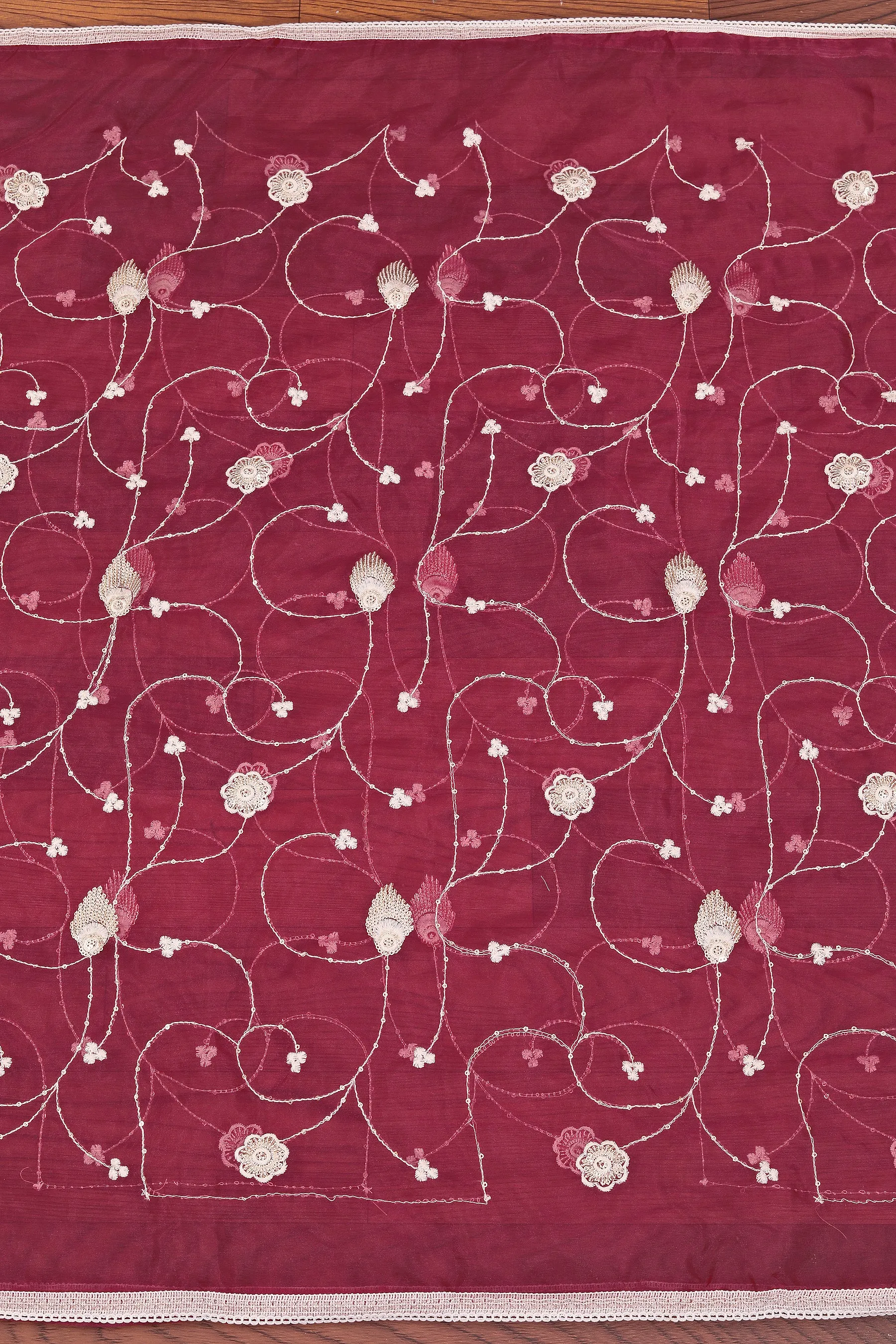 Embellished Organza Dress Material With Dupatta