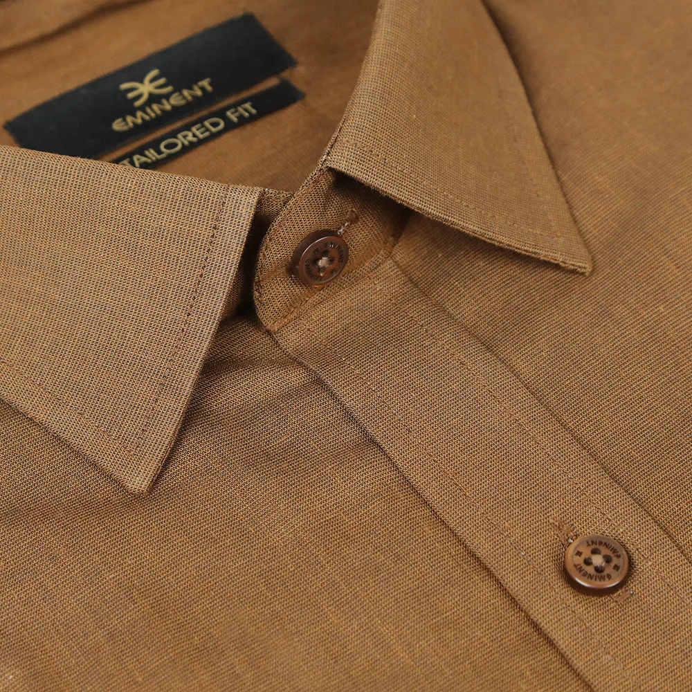 Eminent Men's Tailored Fit Chambray Formal Shirt - Brown